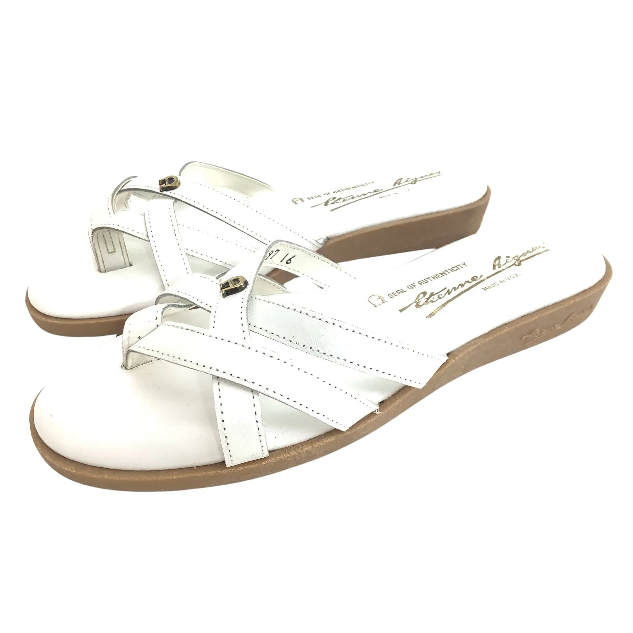 Aigner White Flat Sandals
