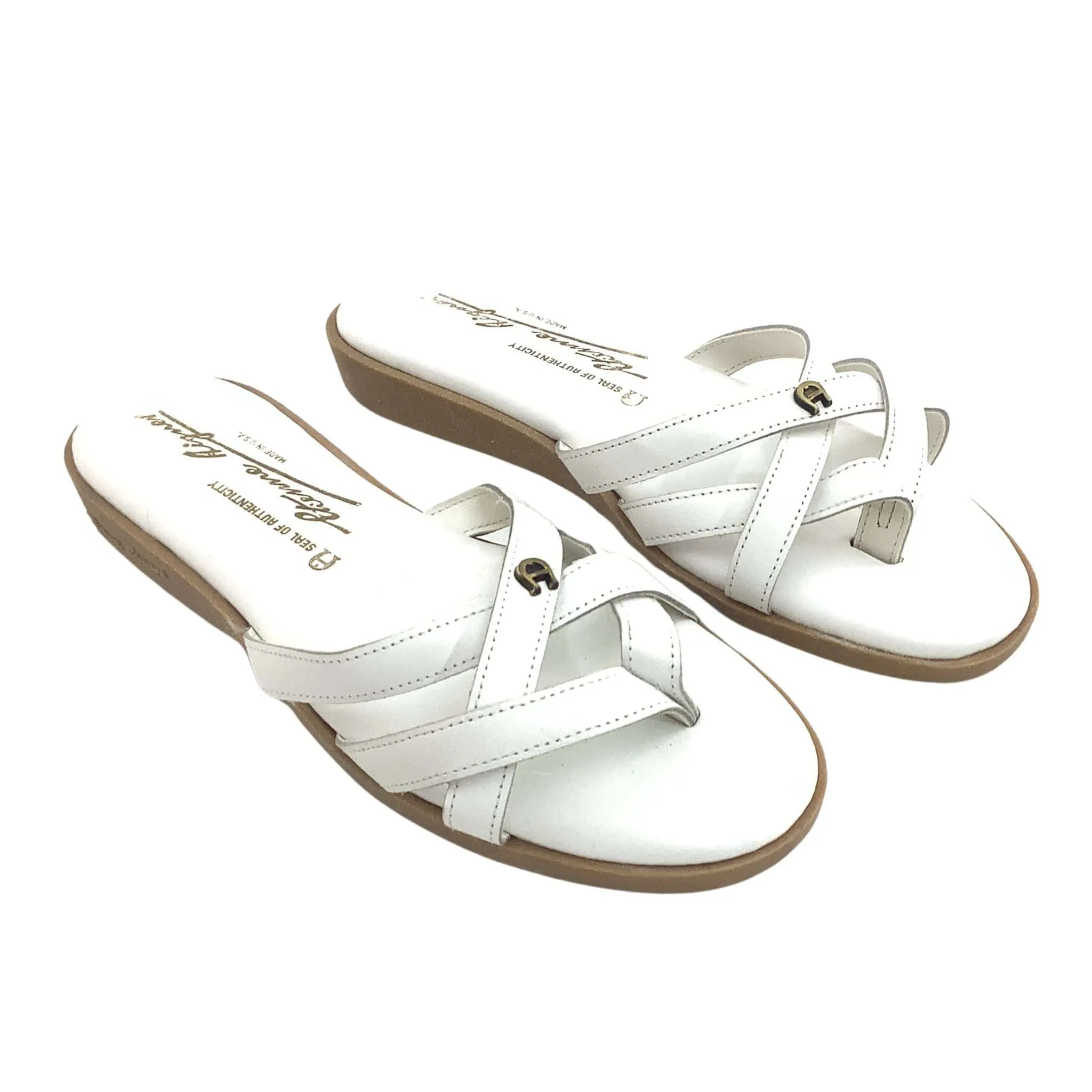 Aigner White Flat Sandals