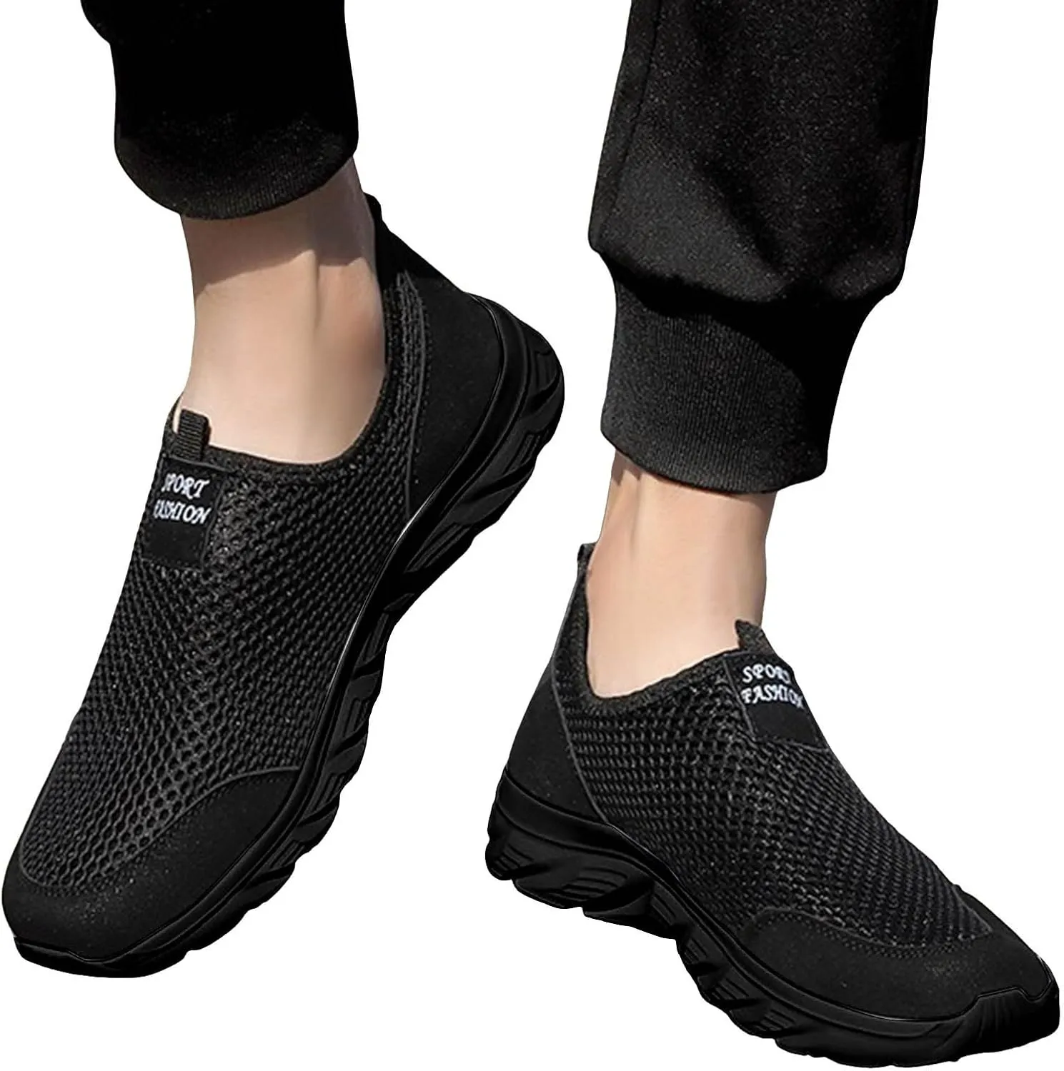 Arch Support Walking Shoes for Men Comfortable Breathable Lightweight Tennis Shoe Soft Flat Soled Elderly Shoes