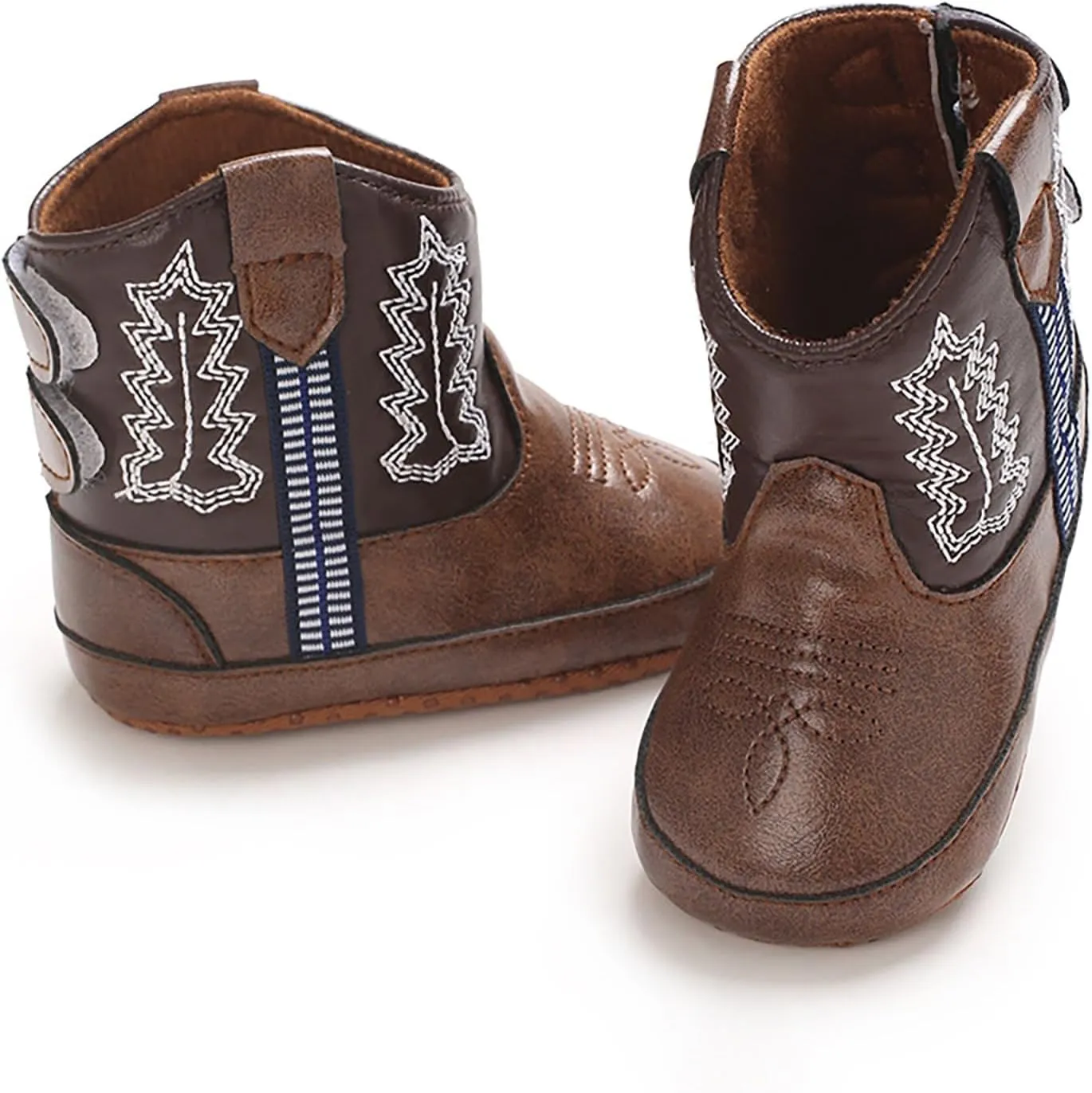 Baby Rubber Boots Leather Western Boots Cowboy Bootie Soft Sole Non Slip Shoes for Baby Infant Toddler Boys Booties