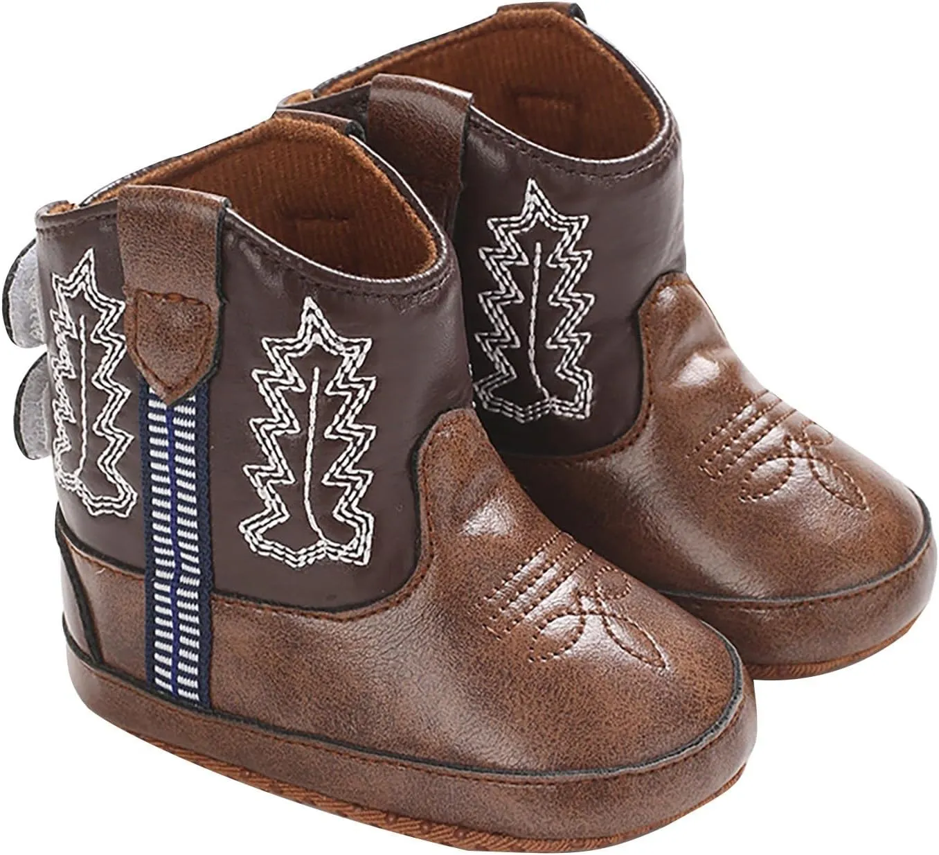 Baby Rubber Boots Leather Western Boots Cowboy Bootie Soft Sole Non Slip Shoes for Baby Infant Toddler Boys Booties