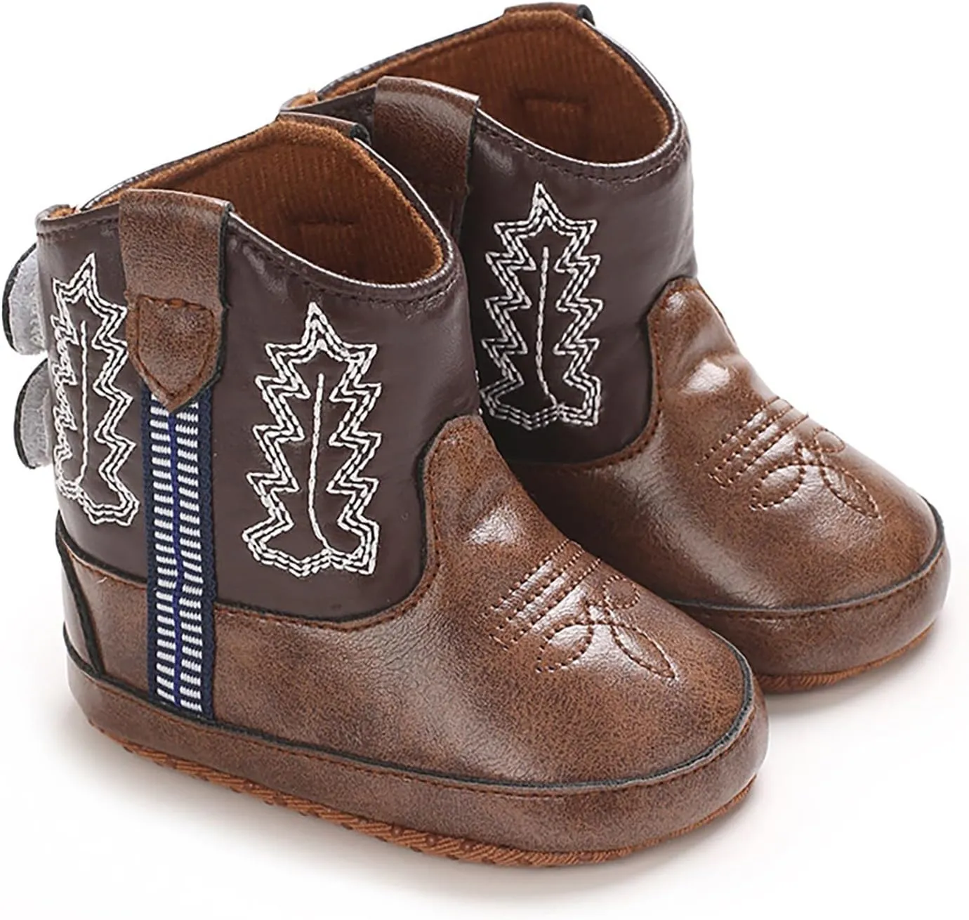 Baby Rubber Boots Leather Western Boots Cowboy Bootie Soft Sole Non Slip Shoes for Baby Infant Toddler Boys Booties