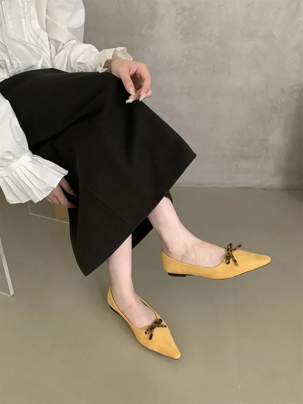 binfenxie  -  Pointed Toe Women Loafers 2024 New Arrivals Autumn Spring Dress Shoes Low Heeled Flats Bow Design Casual Slides Mules Shoes