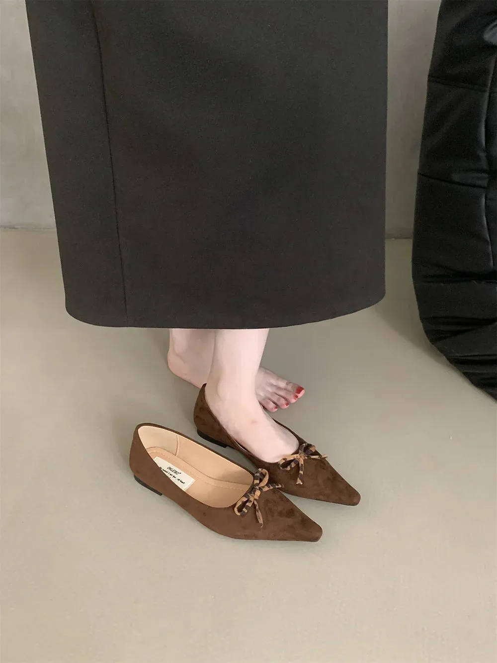 binfenxie  -  Pointed Toe Women Loafers 2024 New Arrivals Autumn Spring Dress Shoes Low Heeled Flats Bow Design Casual Slides Mules Shoes