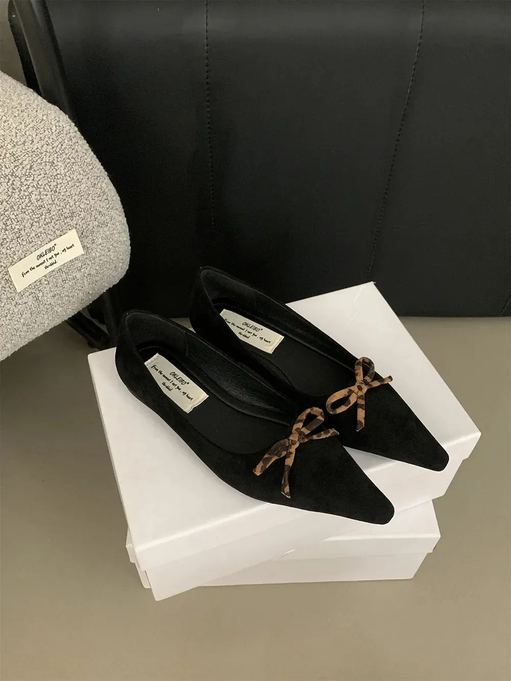 binfenxie  -  Pointed Toe Women Loafers 2024 New Arrivals Autumn Spring Dress Shoes Low Heeled Flats Bow Design Casual Slides Mules Shoes