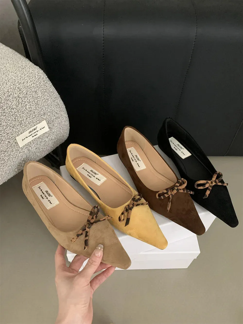 binfenxie  -  Pointed Toe Women Loafers 2024 New Arrivals Autumn Spring Dress Shoes Low Heeled Flats Bow Design Casual Slides Mules Shoes