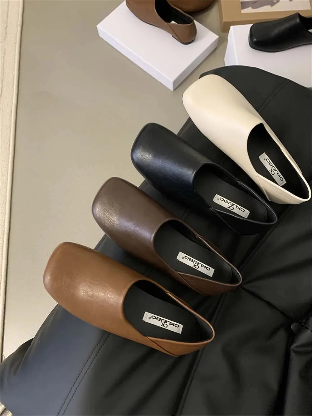 binfenxie  -  Round Toe Women Loafers 2024 New Arrivals Black Brown Khaki Beige Shallow Slip On Dress Shoes Daily Mules Shoes Mary Size 35-39