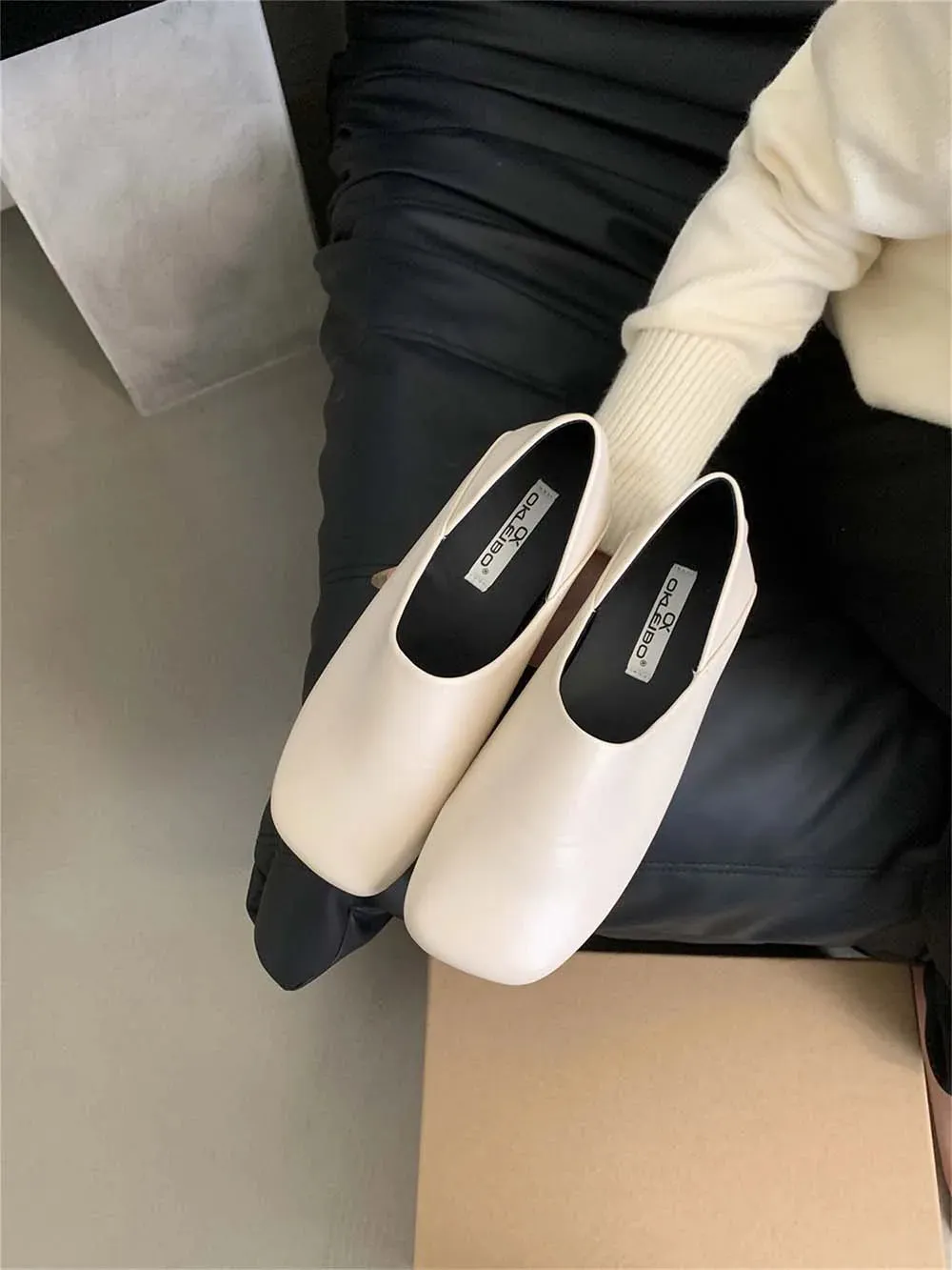 binfenxie  -  Round Toe Women Loafers 2024 New Arrivals Black Brown Khaki Beige Shallow Slip On Dress Shoes Daily Mules Shoes Mary Size 35-39
