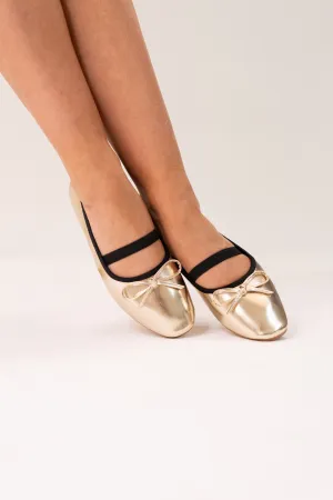 Cathy Ballet Pumps In Gold