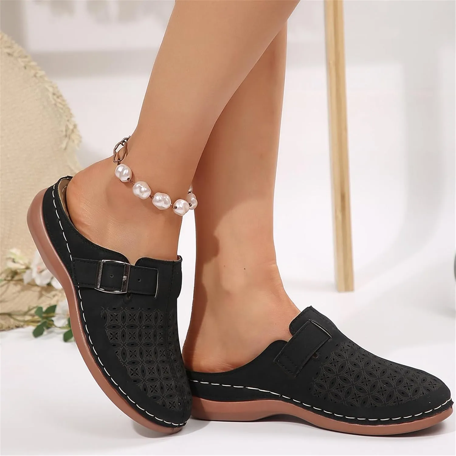 Clogs for Women Wedge Slip On Sandals Closed Toe Hollow Out Walking Shoes Mule Clogs Comfortable Sandals Lightweight