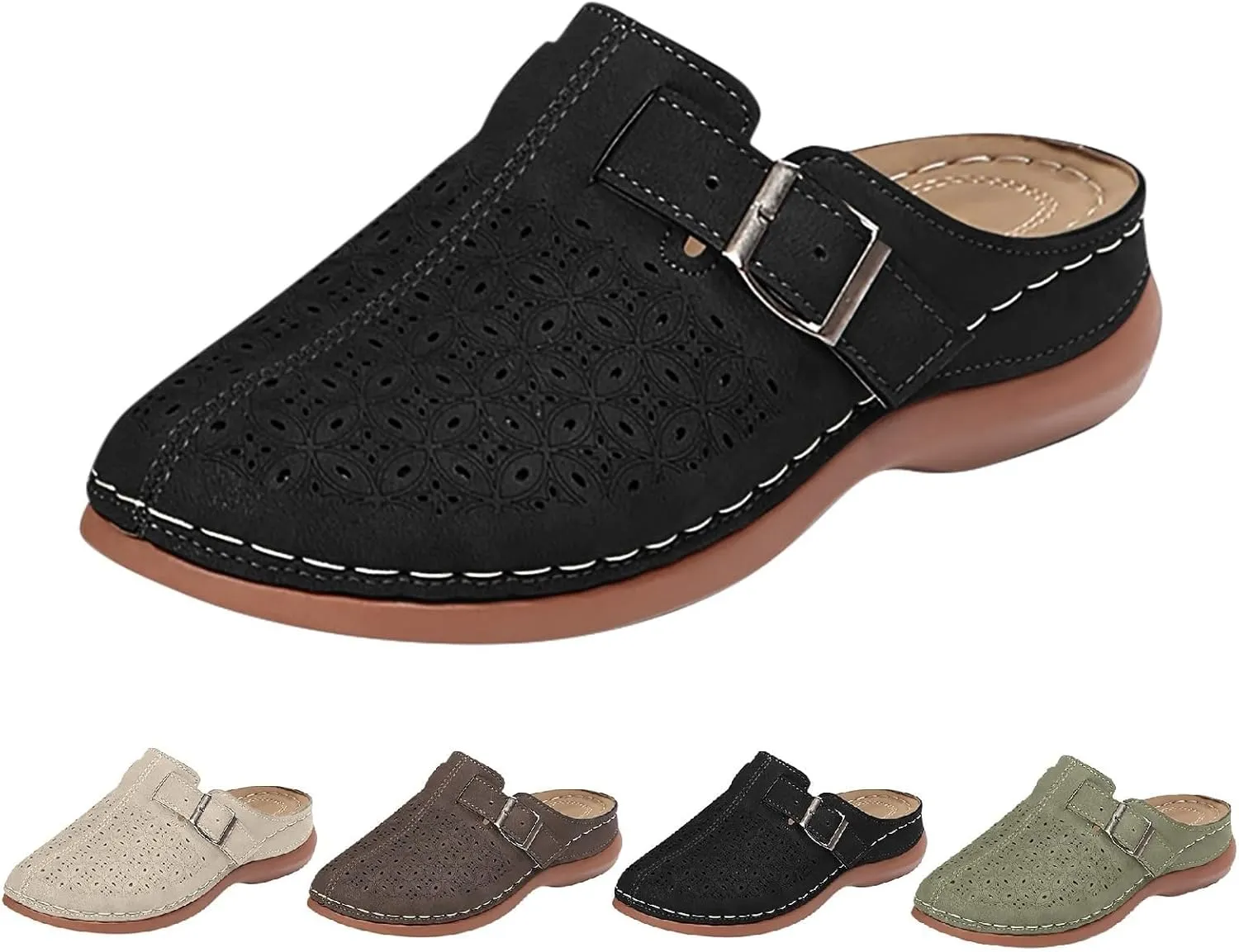 Clogs for Women Wedge Slip On Sandals Closed Toe Hollow Out Walking Shoes Mule Clogs Comfortable Sandals Lightweight