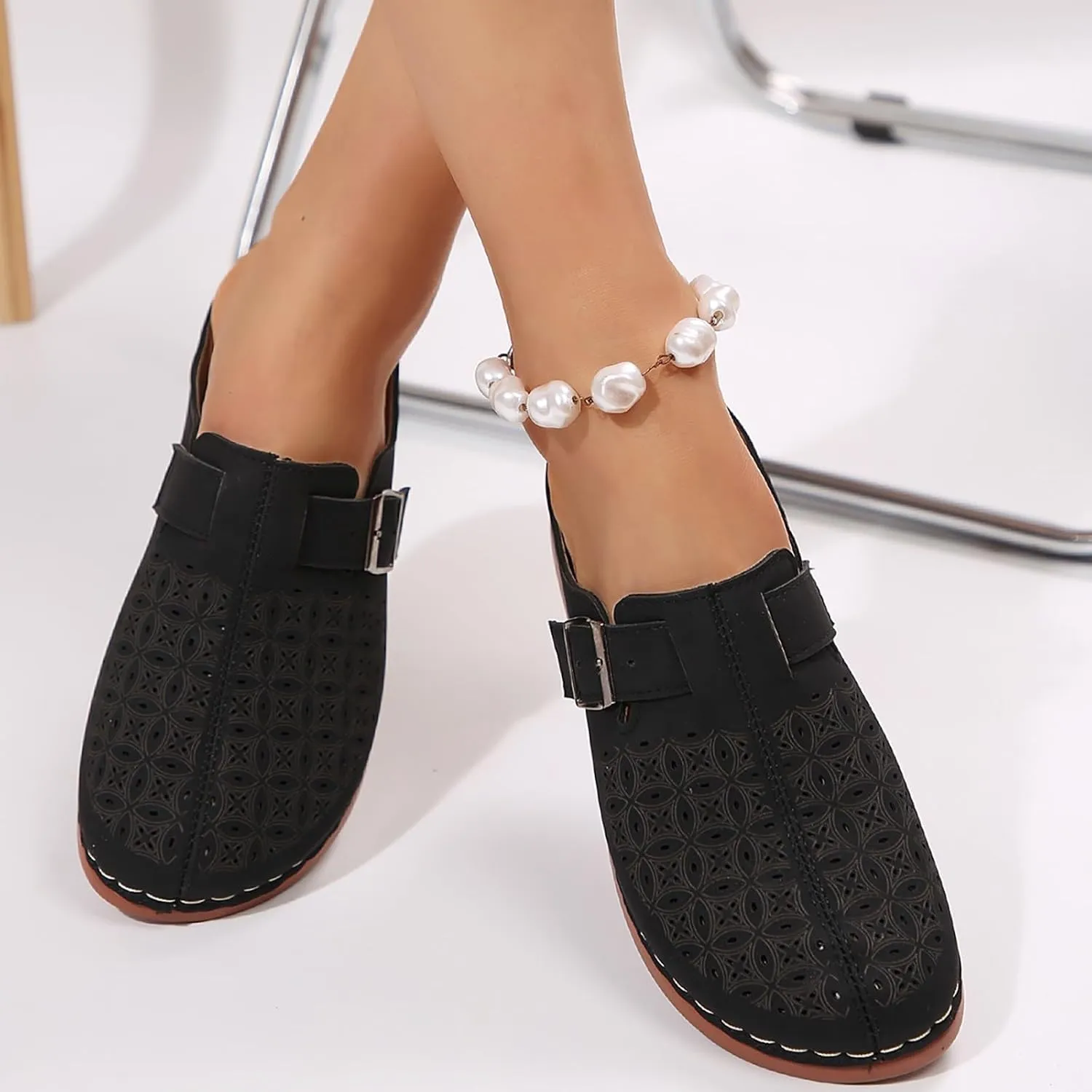 Clogs for Women Wedge Slip On Sandals Closed Toe Hollow Out Walking Shoes Mule Clogs Comfortable Sandals Lightweight