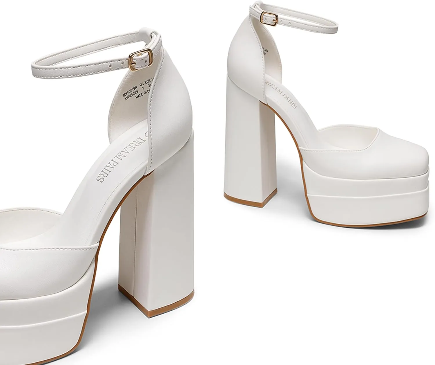 DREAM PAIRS Womens High Chunky Platform Closed Toe Block Heels Square Toe Ankle Strap Dress Wedding Party Pumps Shoes Aurelia