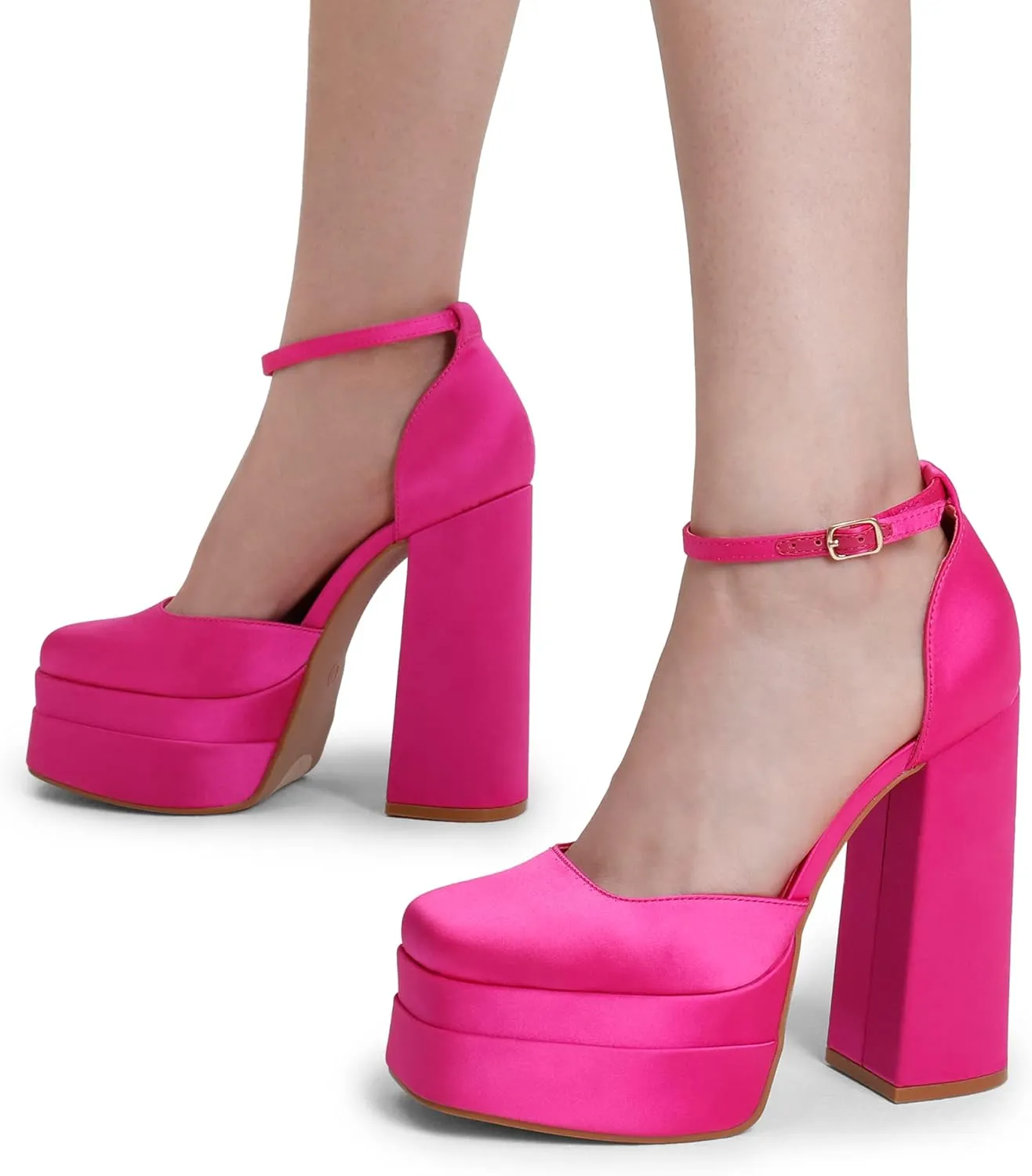 DREAM PAIRS Womens High Chunky Platform Closed Toe Block Heels Square Toe Ankle Strap Dress Wedding Party Pumps Shoes Aurelia