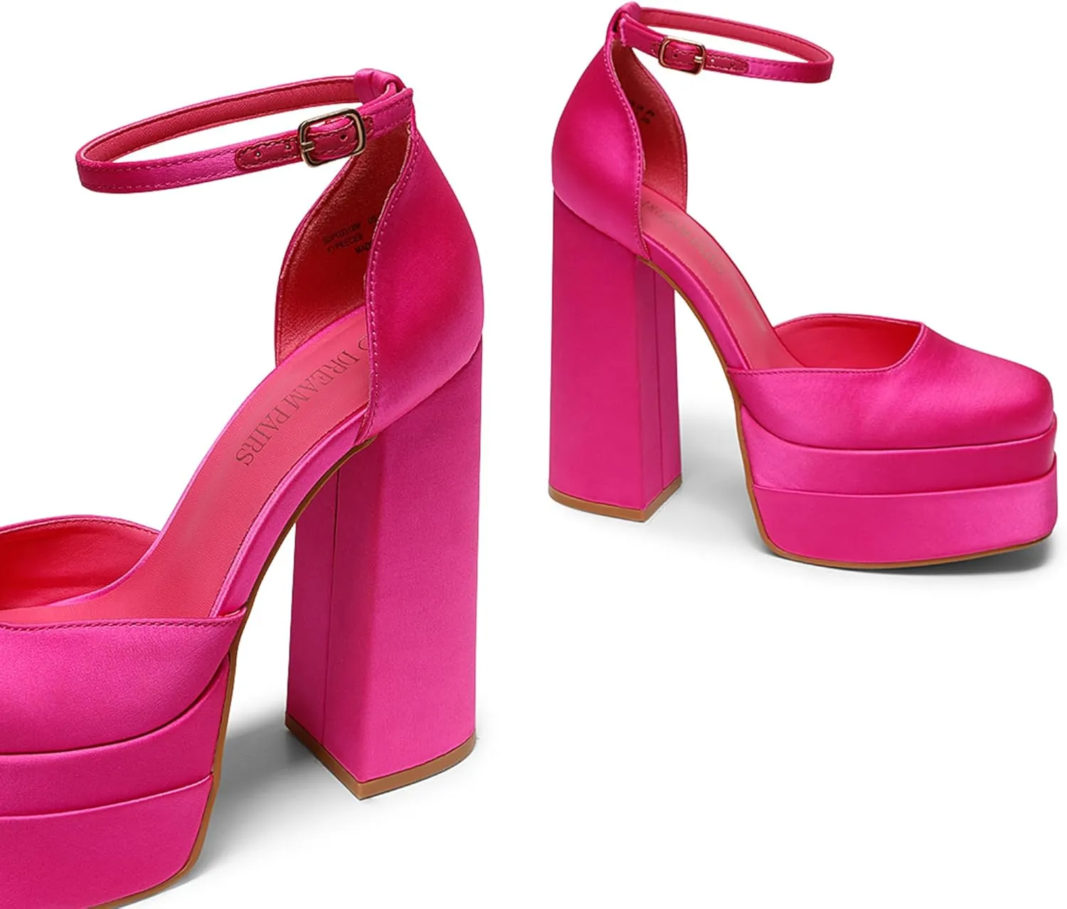 DREAM PAIRS Womens High Chunky Platform Closed Toe Block Heels Square Toe Ankle Strap Dress Wedding Party Pumps Shoes Aurelia