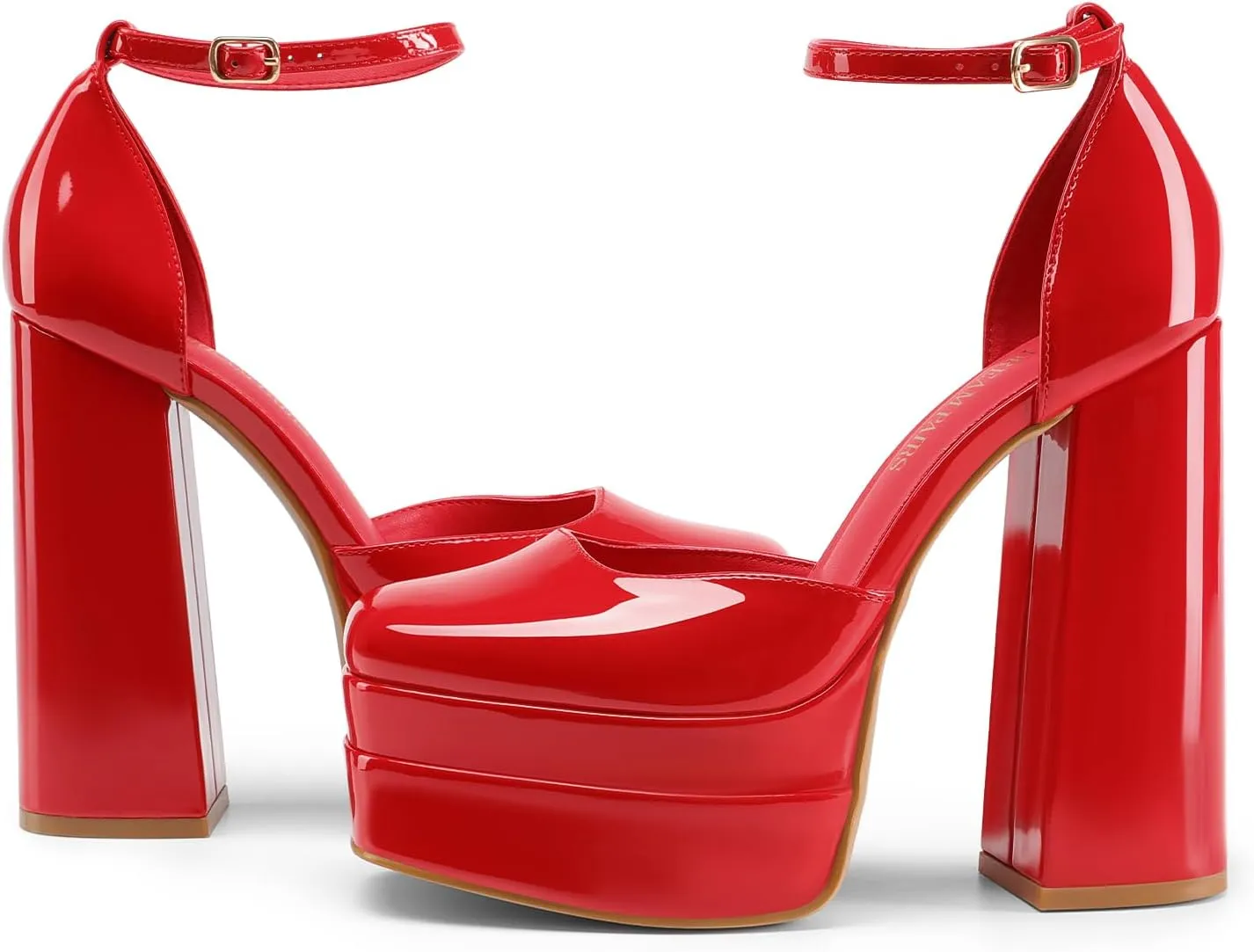 DREAM PAIRS Womens High Chunky Platform Closed Toe Block Heels Square Toe Ankle Strap Dress Wedding Party Pumps Shoes Aurelia