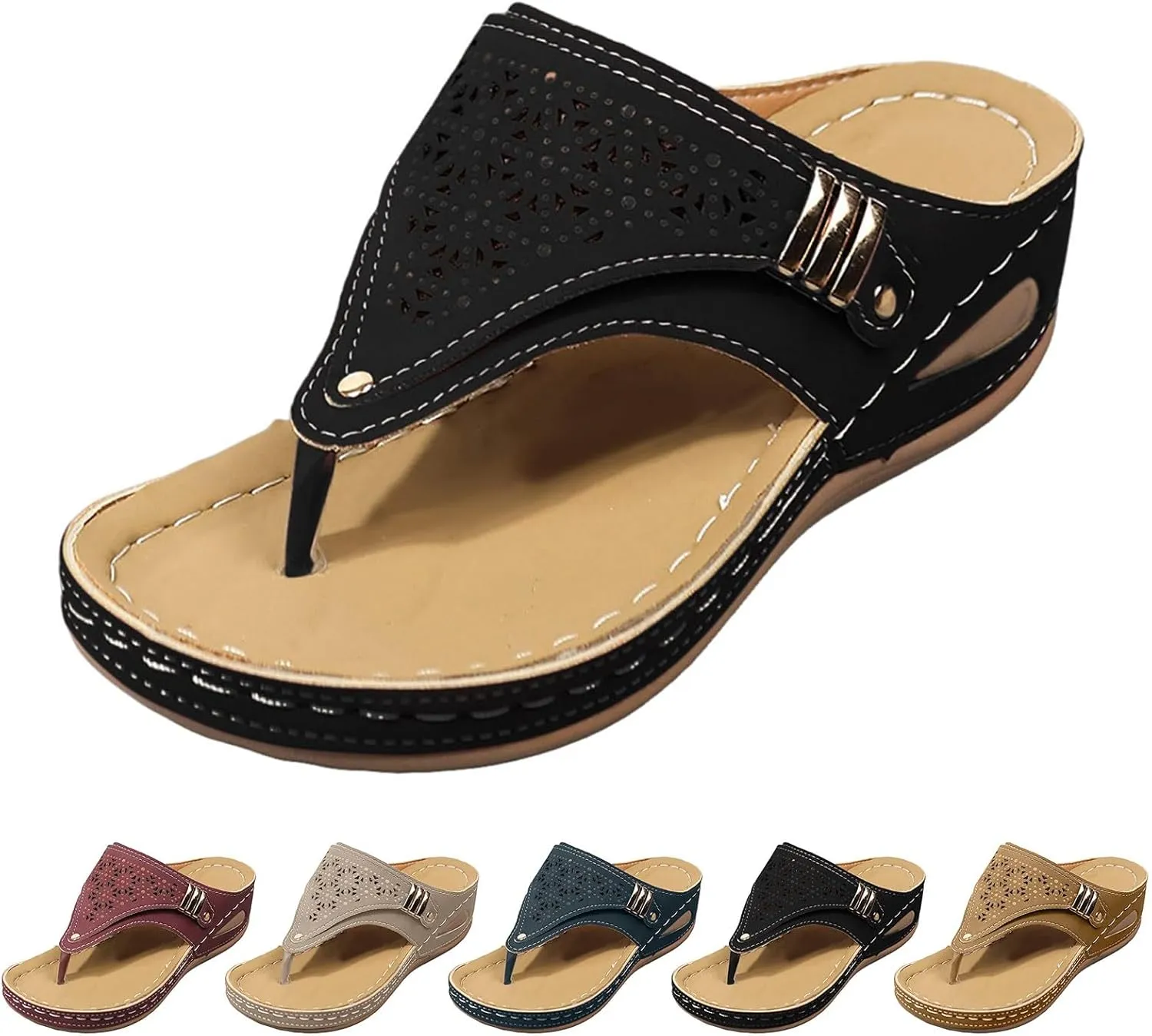 Espadrilles Wedge Sandals for Women 2025 Orthopedic Arch Support Non Slip Wedges Flip Flops Summer Comfortable Dressy Casual Beach Slippers Vacation Party Shoes