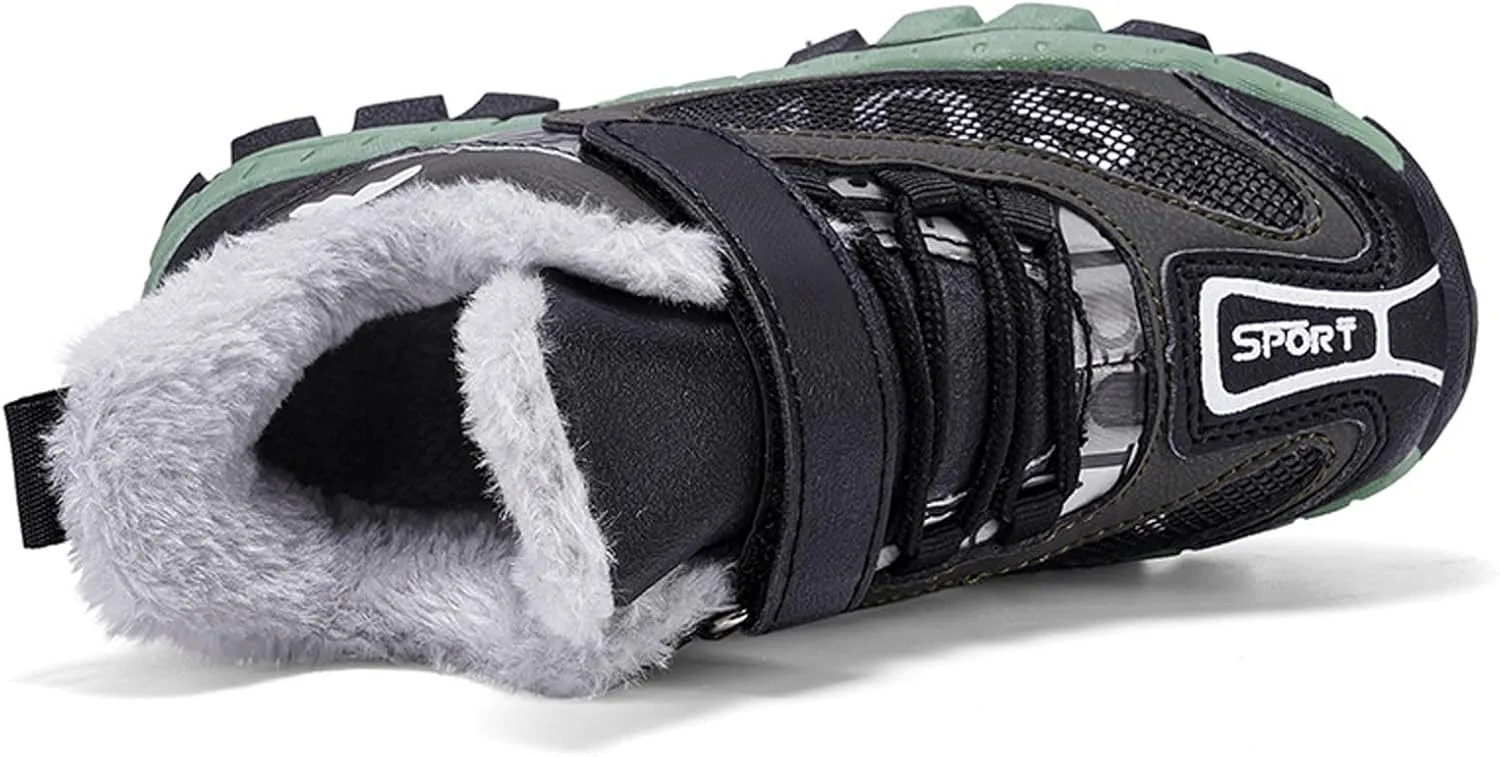 FLIOZY Kids Hiking Boots Boys Girls Winter Snow Boots Non Slip Warm Snow Sports Shoes Outdoor Walking Climbing Sneaker