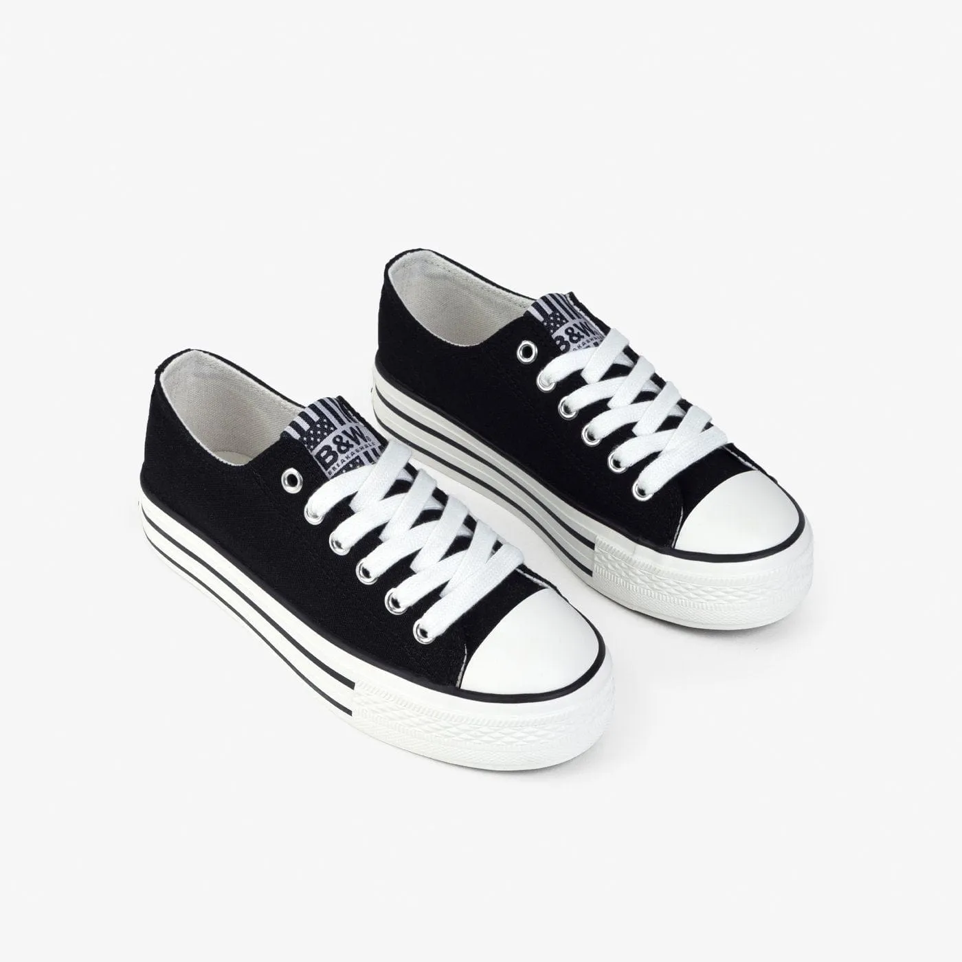 Girl's Black Platform Canvas Sneakers