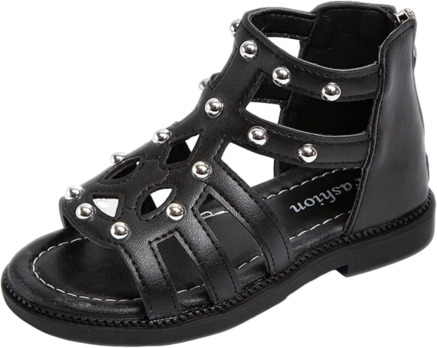 Girls Sandal Summer High Top Dress Shoes Non Slip Open Toe Beach Sandal Toddler Leather Zipper Back Pumps