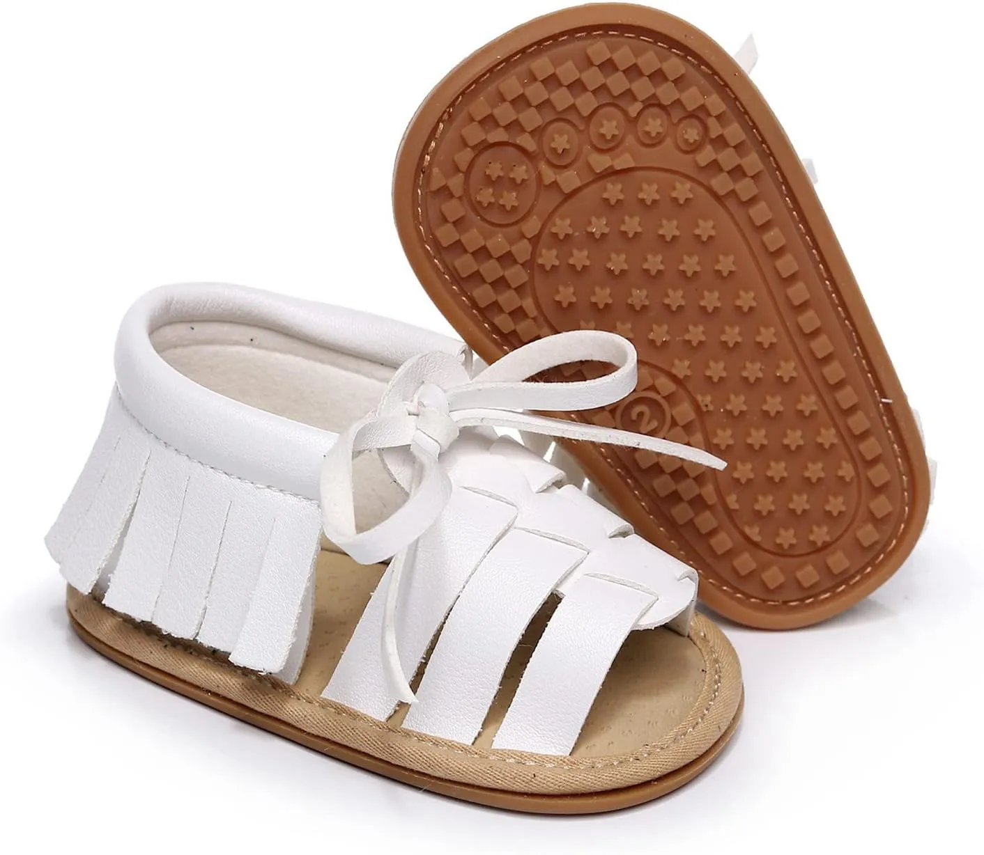 Girls Sandals Toddler Summer Rubber Sole Pu Leather Mesh Boys First Walkers Princess Dress Outdoor Tassels Shoes