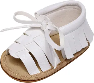Girls Sandals Toddler Summer Rubber Sole Pu Leather Mesh Boys First Walkers Princess Dress Outdoor Tassels Shoes