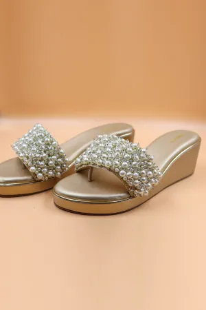 Gold Bead Thread Work Wedges