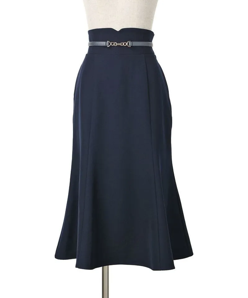 High Waist Narrow Flared Skirt with Belt / an another angelus [51BG02p003].