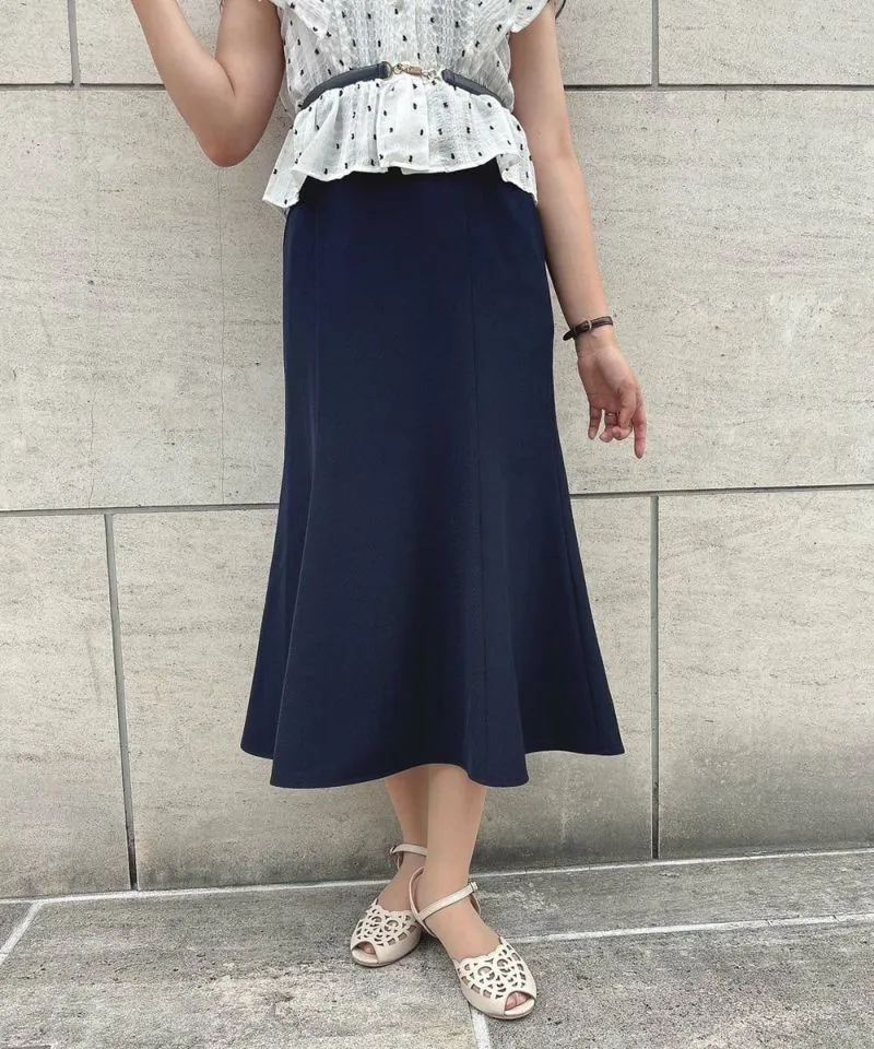 High Waist Narrow Flared Skirt with Belt / an another angelus [51BG02p003].