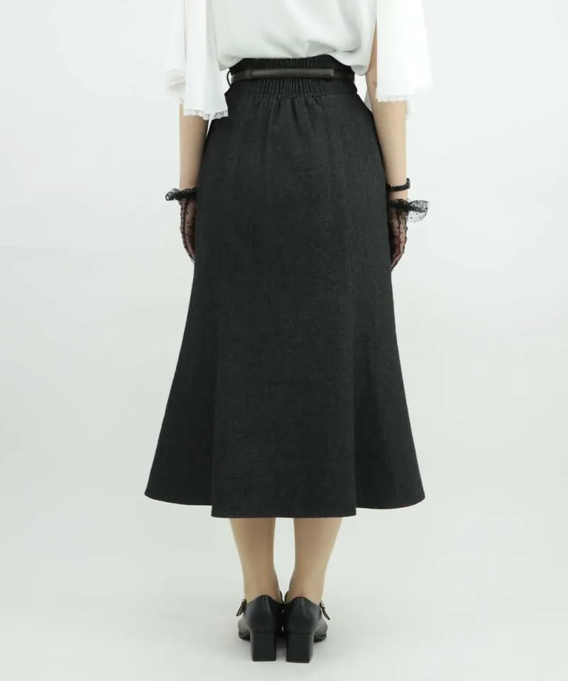 High Waist Narrow Flared Skirt with Belt / an another angelus [51BG02p003].