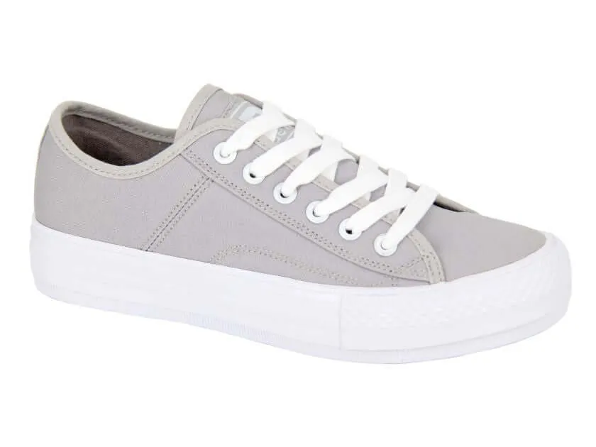 Ladies Grey Canvas Platform Pump