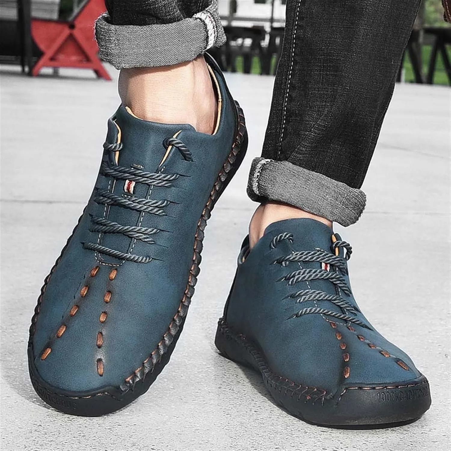 Men's Loafers Shoes Leather Casual Dress Handmade Walking Shoes Outdoor Skateboard Shoes Sneakers Casual Running Shoes Flat Boat Shoe for Men