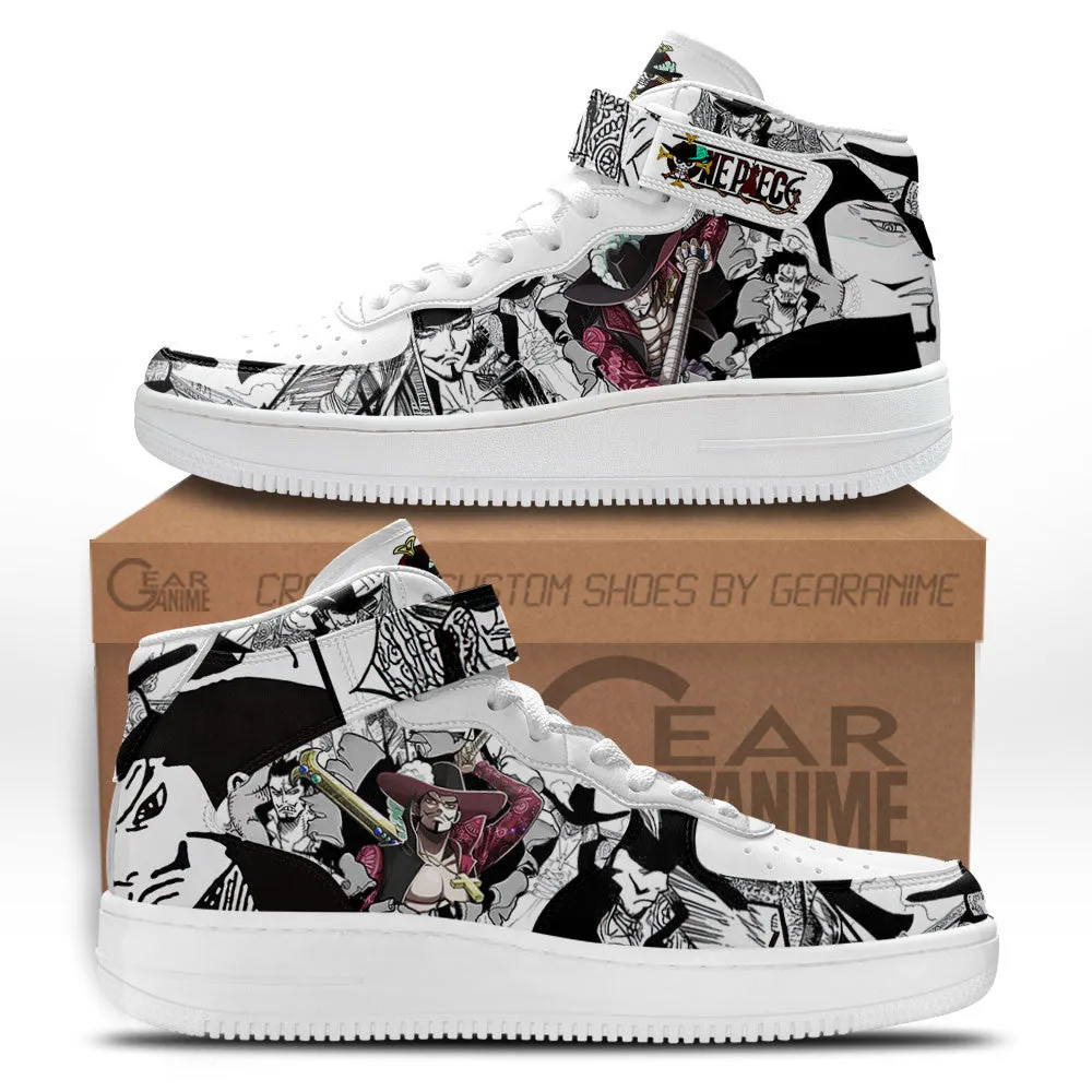 Mihawk Sneakers Air Mid OP Custom Anime Shoes Mix Manga