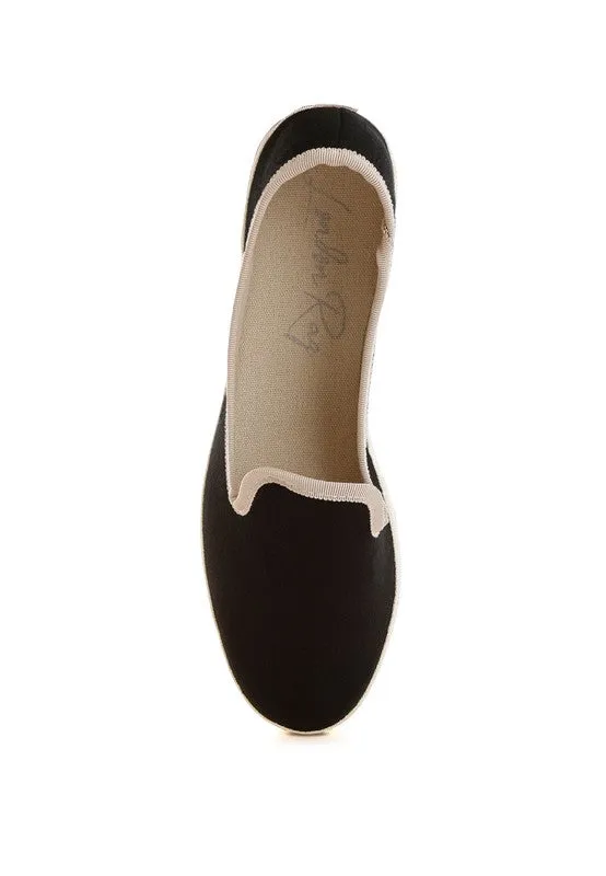 Moshka Round Toe Canvas Slip-On Loafers