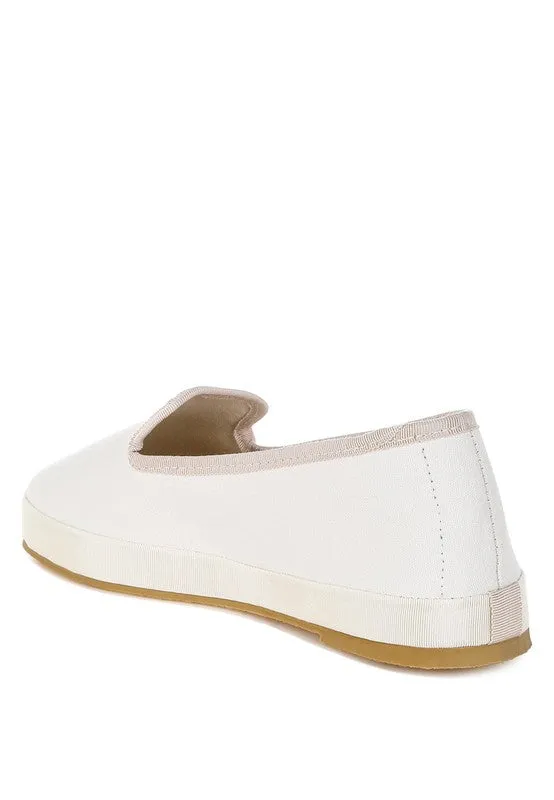 Moshka Round Toe Canvas Slip-On Loafers