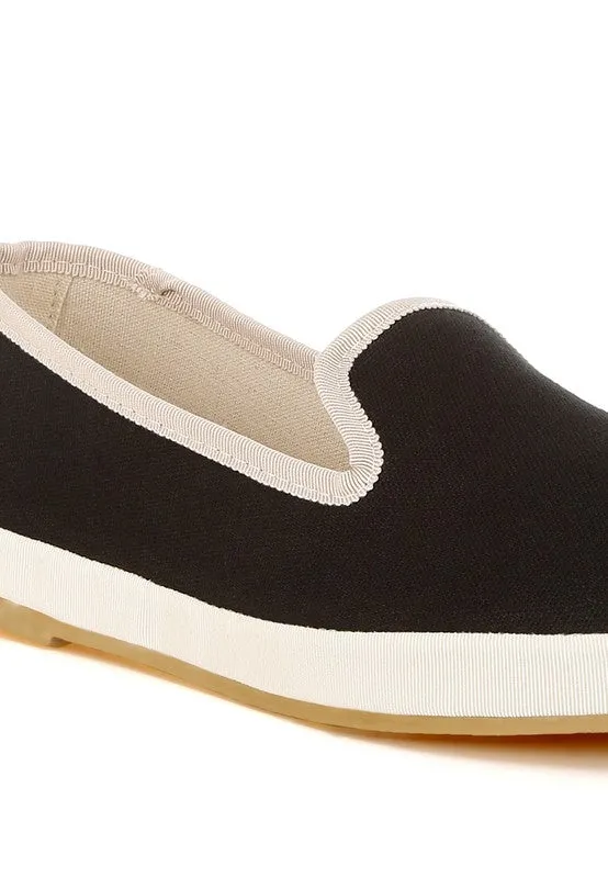 Moshka Round Toe Canvas Slip-On Loafers