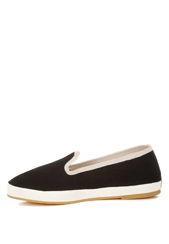 Moshka Round Toe Canvas Slip-On Loafers