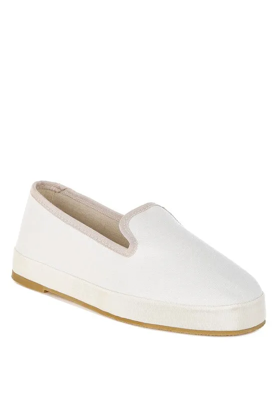 Moshka Round Toe Canvas Slip-On Loafers