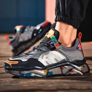 New Men Tide Sneakers Spring Fashion Color Patchwork Youth Street Cool Platform Casual Sport Dad Shoes Trainers