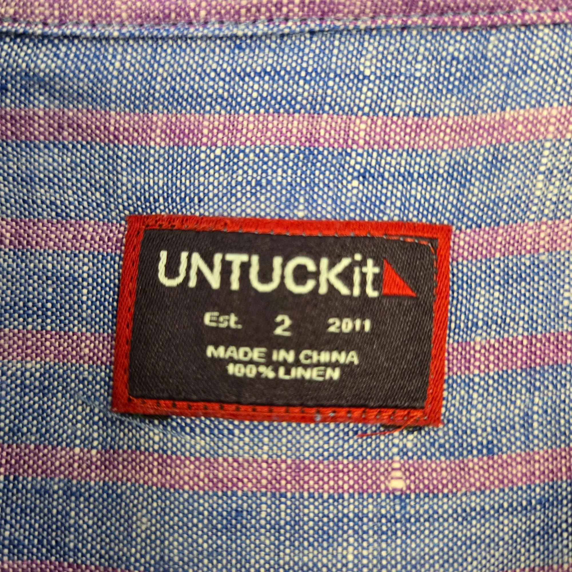 NWT UNTUCKit 100% Linen Zell Striped Long Sleeve Button Down Shirt Size 2