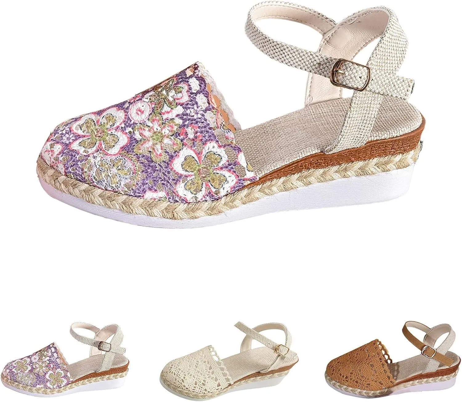Orthopedic Platform Wedge Sandals for Women Summer Dressy Ankle Strap Closed Toe Beach Sandal Anti Slip Comfortable Dress Shoes