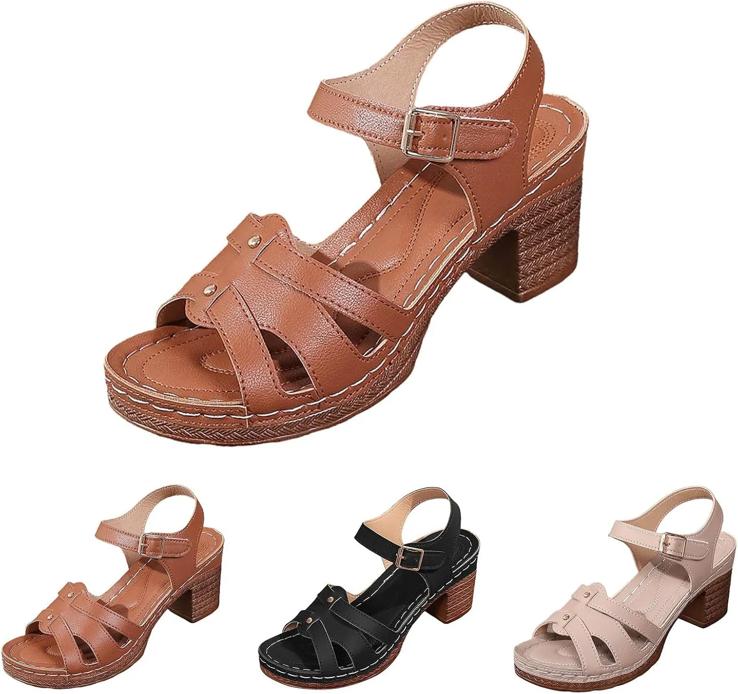 Orthopedic Sandals for Women Comfortable Dressy Wedge Sandal Summer Walking Wedges Casual Platform Shoes with Adjustable Hook Loop