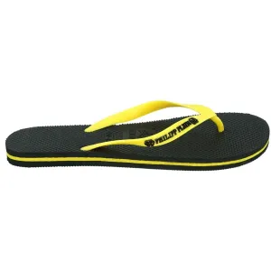 Philipp Plein Brand Logo Black Yellow Flip Flops