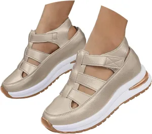 Platform Wedges Sandals for Women Summer,Women Closed Toe Comfortable Walking Sports Sandals Hollow Ankle Strap Wedges Design for Beach Hiking Shoes Casual Wear 2025