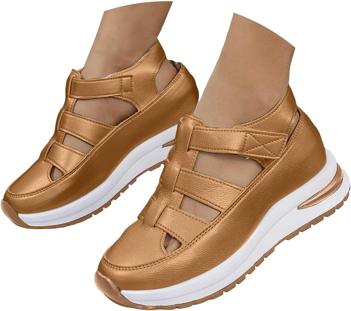 Platform Wedges Sandals for Women Summer,Women Closed Toe Comfortable Walking Sports Sandals Hollow Ankle Strap Wedges Design for Beach Hiking Shoes Casual Wear 2025