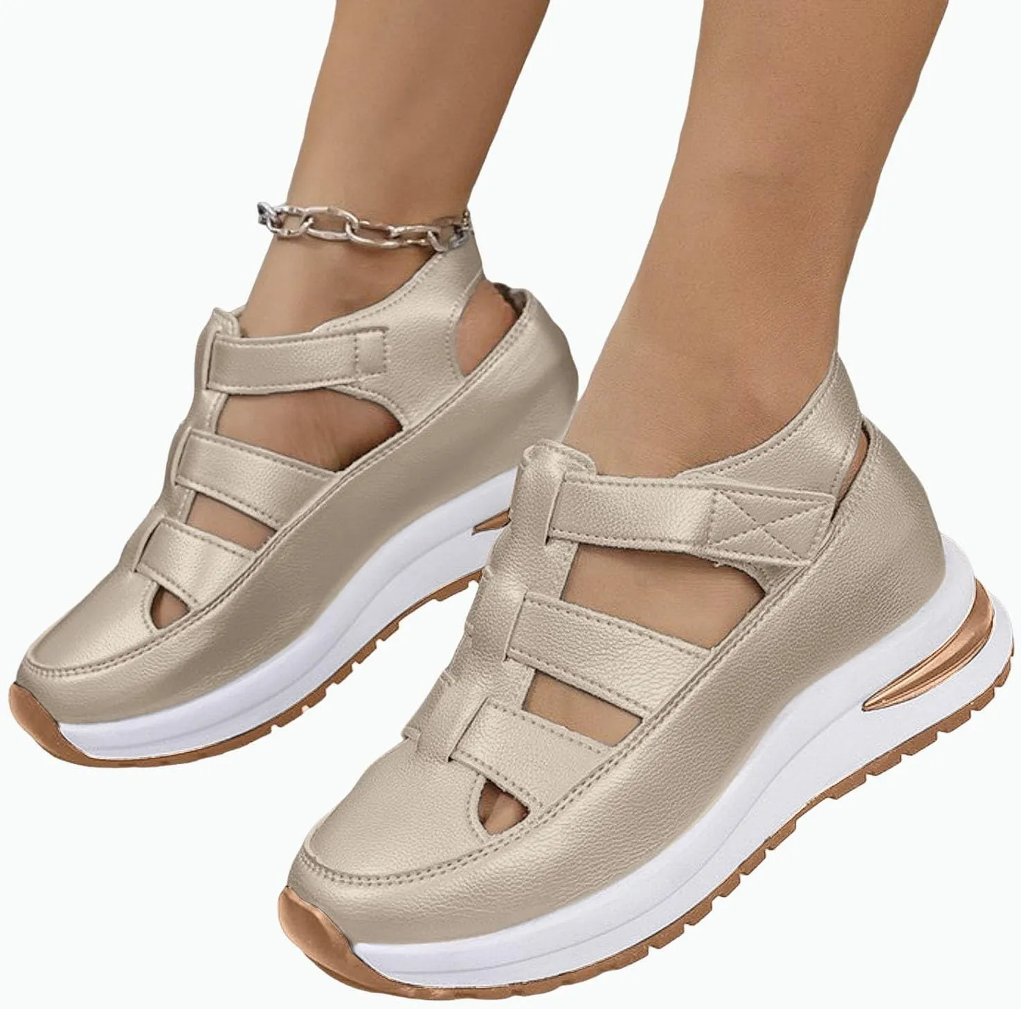 Platform Wedges Sandals for Women Summer,Women Closed Toe Comfortable Walking Sports Sandals Hollow Ankle Strap Wedges Design for Beach Hiking Shoes Casual Wear 2025