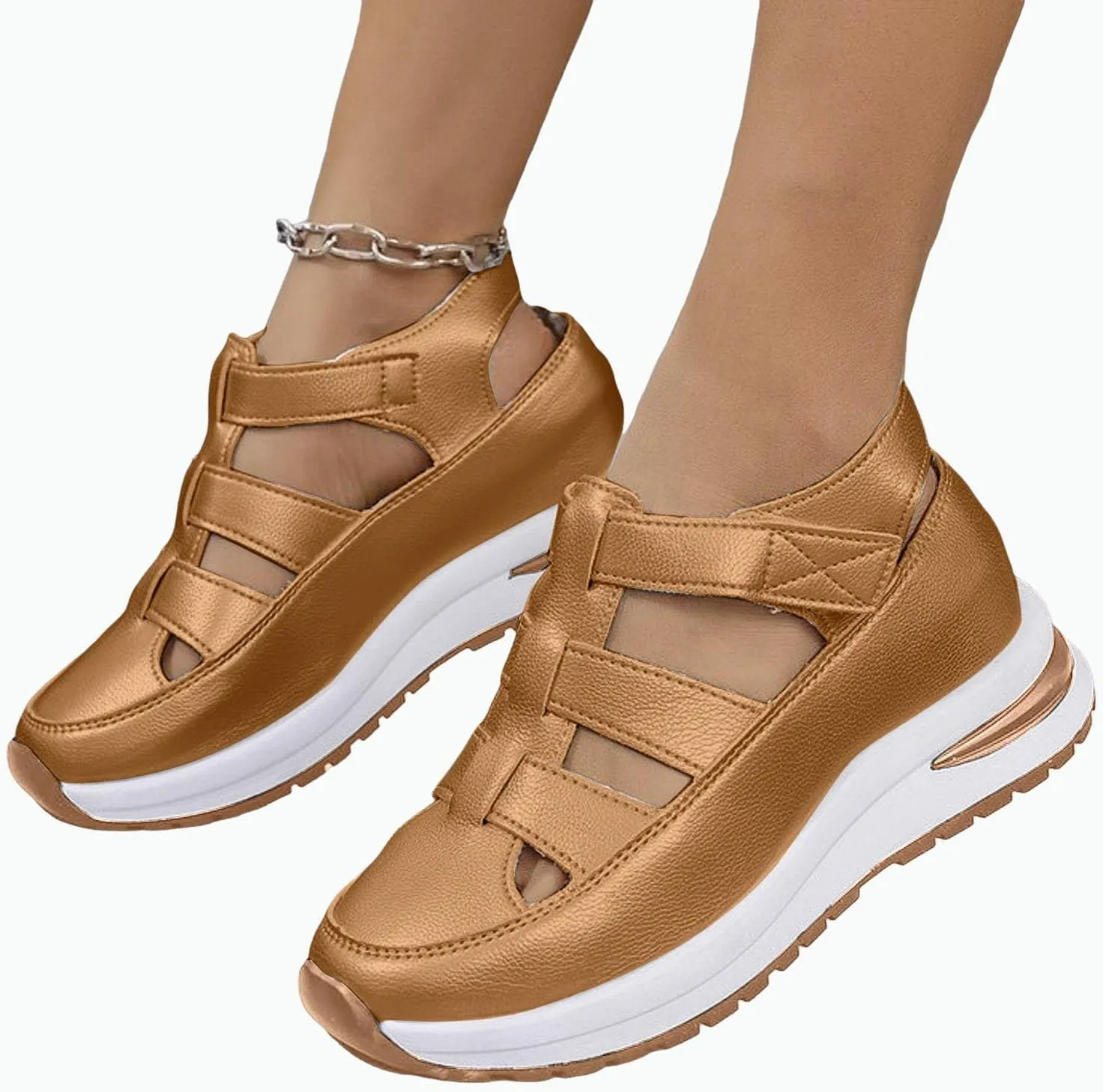 Platform Wedges Sandals for Women Summer,Women Closed Toe Comfortable Walking Sports Sandals Hollow Ankle Strap Wedges Design for Beach Hiking Shoes Casual Wear 2025
