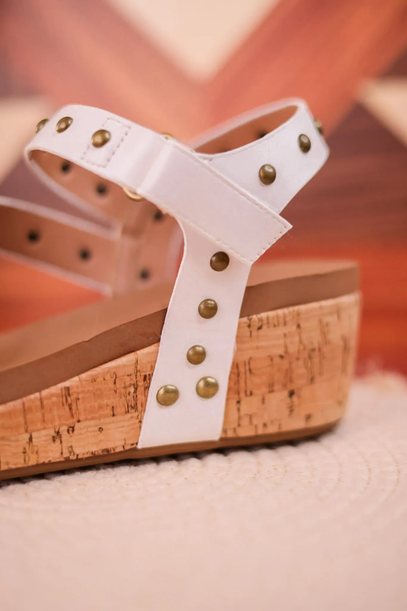 Revolve White Cork Wedges