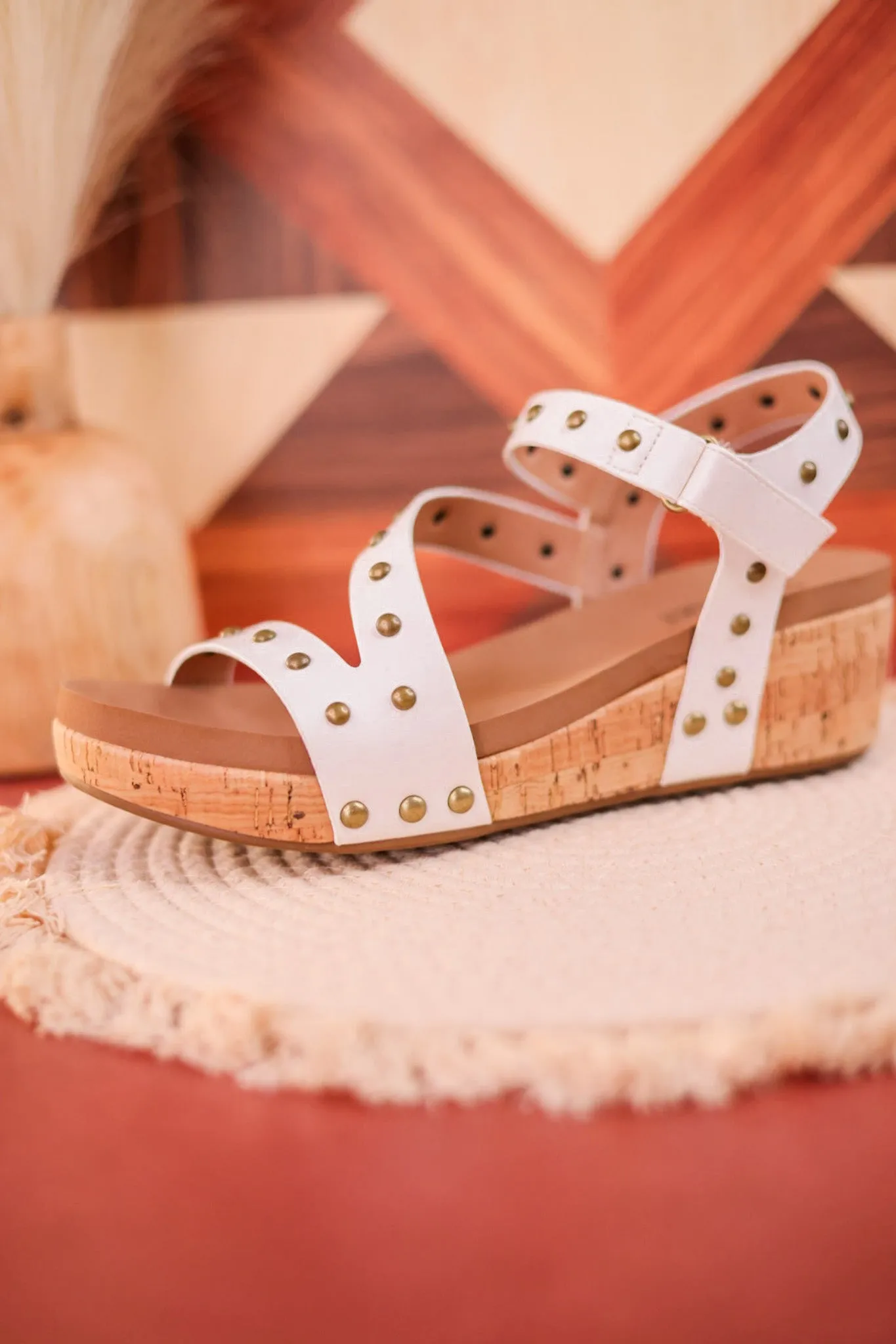 Revolve White Cork Wedges