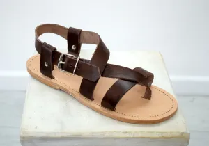 Roman greek gladiator leather sandals, brown men sandals, Spartan sandals, Thongs sandals.